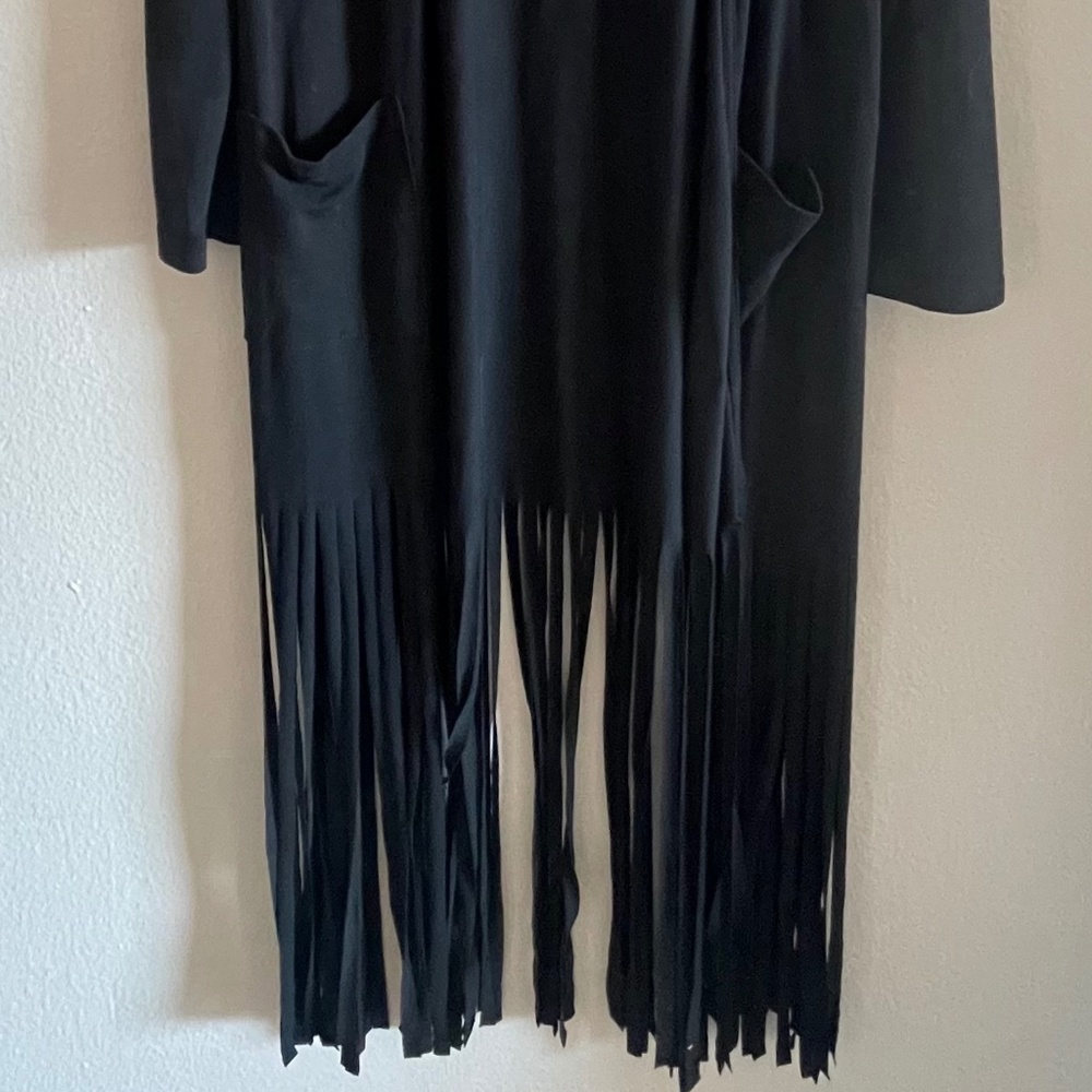 Black fringe cardigan with pockets